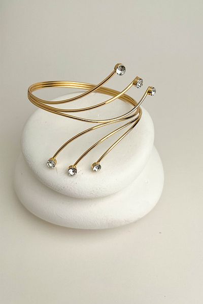 Modex Gold Color Stone Detailed Spiral Arm Accessory (Diameter:9Cm)