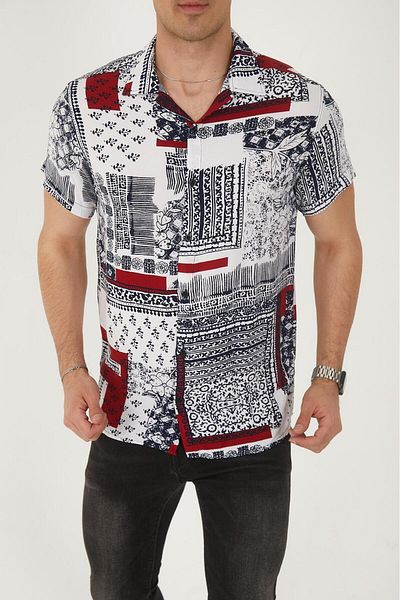 MFZ Giyim Apaş Collar Patterned Viscose Shirt Mfz004
