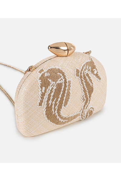 İpekyol Denizatı figürlü rafya çanta