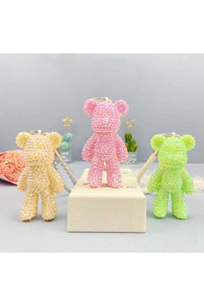 OZN AKSESUAR breloc brodat cu pietre cu ursuleti, breloc diy, breloc cu pietre, procesare mozaic