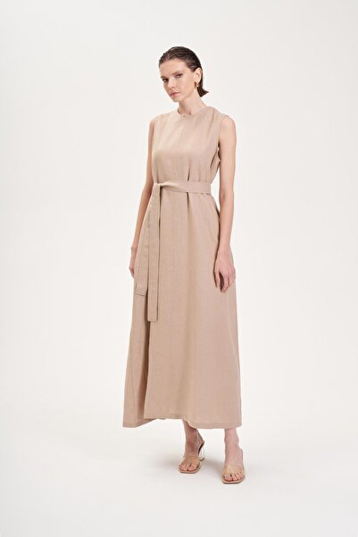 TERZİ DÜKKANI PŘÍRODNÍ 100% LNĚNÉ ŠATY VELBÍDKA bez rukávů