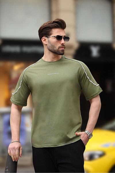 Madmext Μπλουζάκι Khaki Crew Neck Basic E7132