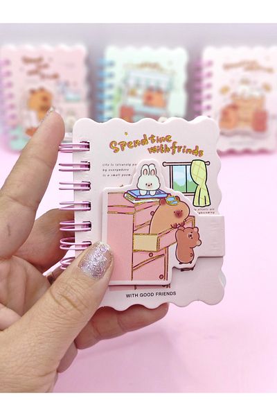 Limmy Mini blocnotes amuzant Capybara Rabbit Bear Pocket Size 7x8 cm