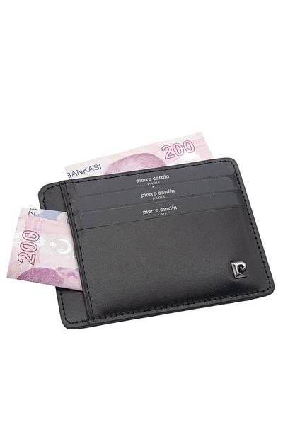 Pierre Cardin Black Analin Unisex Leather Card Holder 0422A55