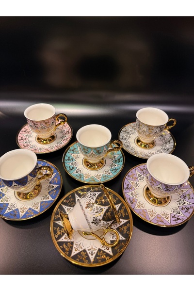Kosova Ayaklı Karışık Desen Fincan Takımı