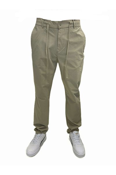 PIQUE Λεπτό Χακί Pantalon με Ρυθμιζόμενο Σχοινί Λαστιχένιας Μέσης RICO