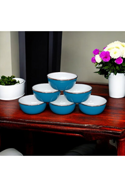 emaye market 14cm 6Pcs Enamel Soup Bowl, Breakfast Bowl and Snack Bowl Storage