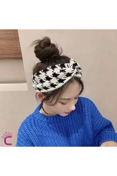 Cinderella Women Winter Knit Headband Hair Bandana Black White - Wide Comfortable Daily Use Makeup Bandana