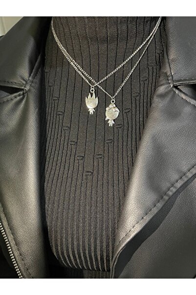 pialbatro Hediyelik Antik Kaplama 2'li Set Ateş Ve Su Kolye Zincirli Kolye