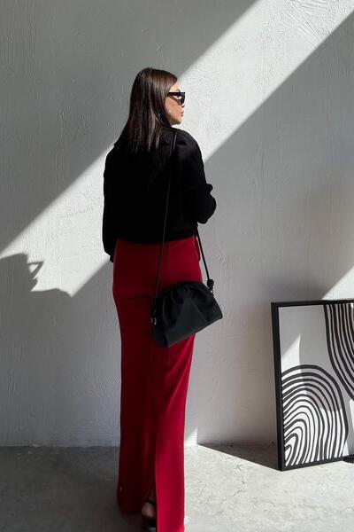 ELVAN TOLON Red Slit Trousers