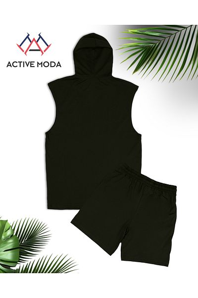 ACTIVE MODA Men's 111 Printed Sleeveless Tank-Shorts Set 2Li̇ Large Size Oversi̇Ze