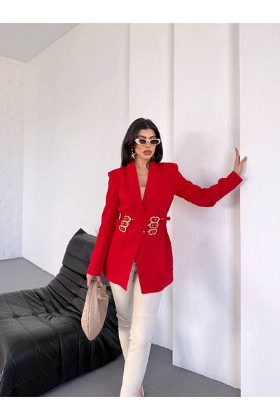 NILOO Women's Red Jacket with 3 Belts