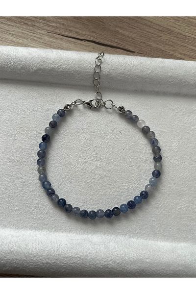 Pel Design Minimal Blue Aventurine Stone Bracelet with Steel Apparatus