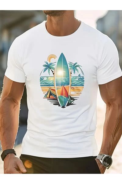 PENTHİLUS Men's Fashion Skateboard Printed Round Neck Short Sleeve T-Shirt