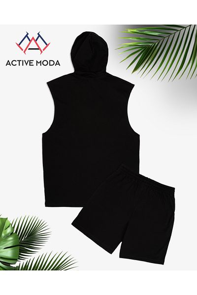 ACTIVE MODA -Male 111 Printed Sleeveless Tank-Shorts Set 2-Piece Large Size Oversized
