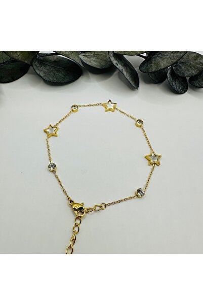 stainless steell 316L Çelik Gold Yıldızlı Bileklik