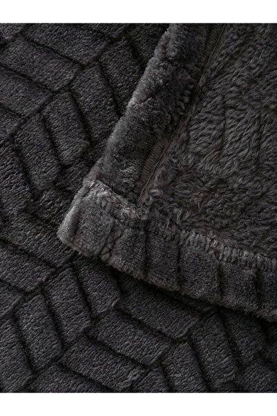 LC Waikiki Lcw Home Anthracite Patterned Welsoft Double Blanket 200X220 cm