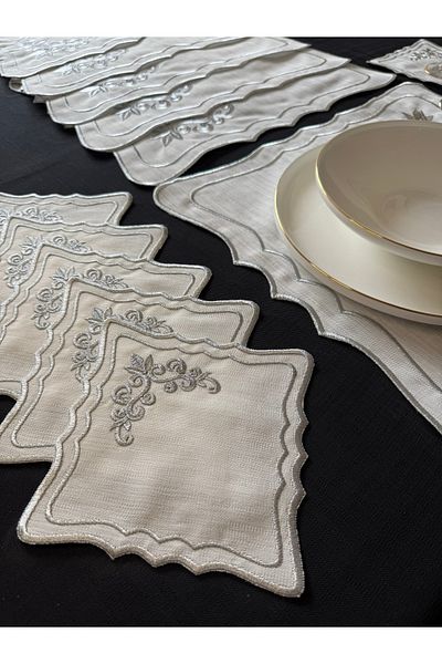 Smiling Home Set of 12 Silver Color Crowns, 6 Pieces of American Service & 6 Pieces of Presentation Napkins