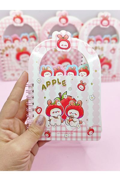 Limmy Blocnotes A6 cu semn de carte Apple Apple Rabbit (10x15 cm) - Sweet Rabbits