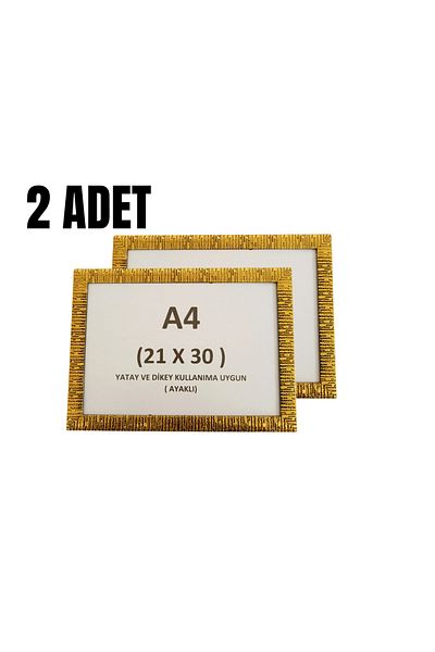 Hometaş Ev Ürünleri 2 Pcs A4 21X30 Photo Frame Diploma Certificate Frame Can Be Hanged on the Wall Suitable for Desktop