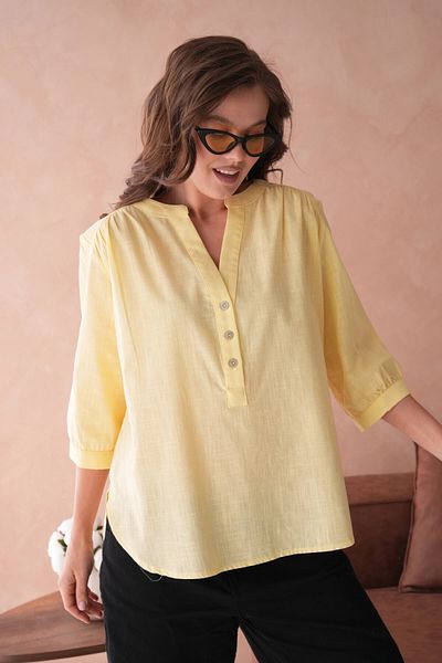 Park Karon V-Neck Button Detailed Woven Blouse