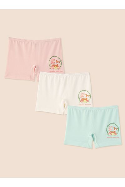 natuline Girl's Organic Cotton Lycra Boxer Little You 3 Pack