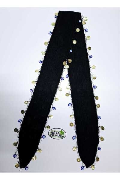 ASYA PAZARLAMA Karadeniz Siyah Nazar Boncuklu Ve Liralı Keşan, Siyah Fular, Ş...