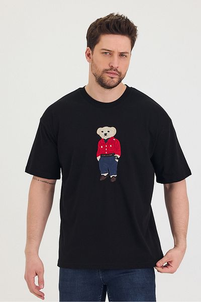 COOL TARZ Μπλουζάκι με λαιμόκοψη Oversize Teddy Bear με στάμπα casual unisex