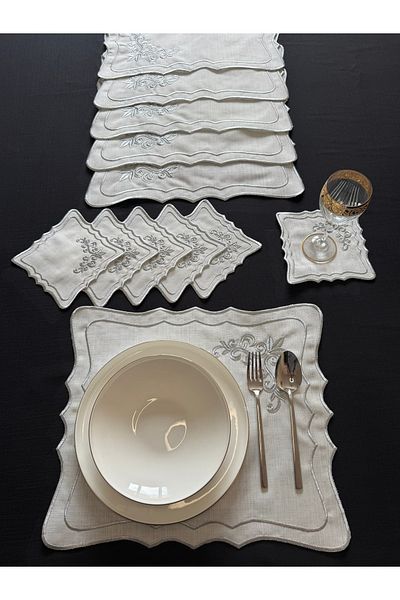 Smiling Home Set of 12 Silver Color Crowns, 6 Pieces of American Service & 6 Pieces of Presentation Napkins