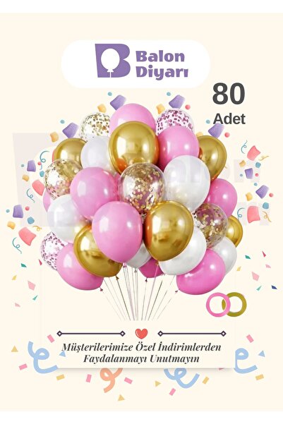 BALON DİYARI مجموعة بالونات عالية الجودة مكونة من 80 قطعة من الكروم الوردي وا...