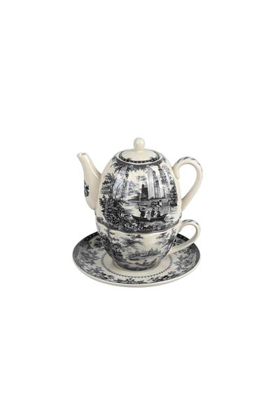 Lucky Art Florantine Single Tea Set Black