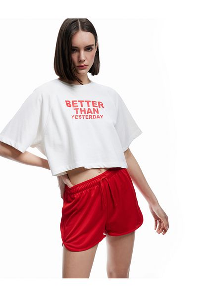 Koton High Waist Comfortable Fit Lace up Mini Sports Shorts