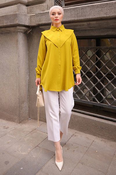 İmajButik Λαδί Πράσινο Μπροστινό Λεπτομερές Linda Tunic