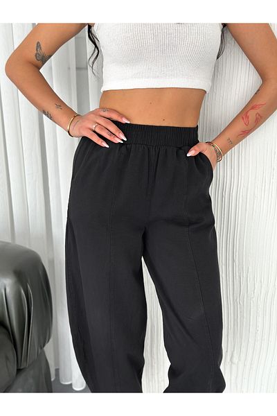 sportiness Gabardine Fabric Pants with Latika Waist and Stitching Detail