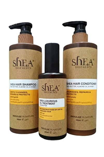 Shea Miracles شامبو وبلسم 300 مل، زيت الشعر 100 مل مع زبدة الشيا وزيت اللوز و...