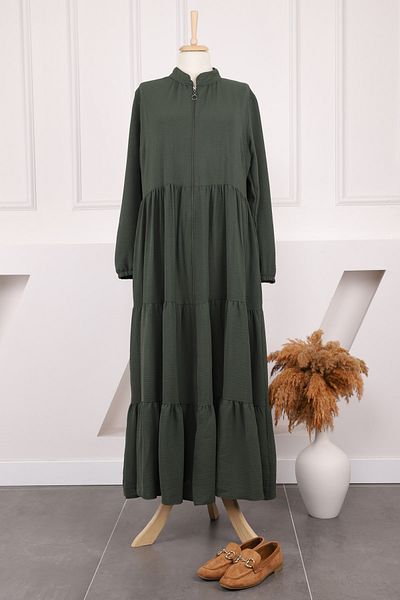 İmajButik Φούστα με ελαστικό φερμουάρ με χακί μανίκι