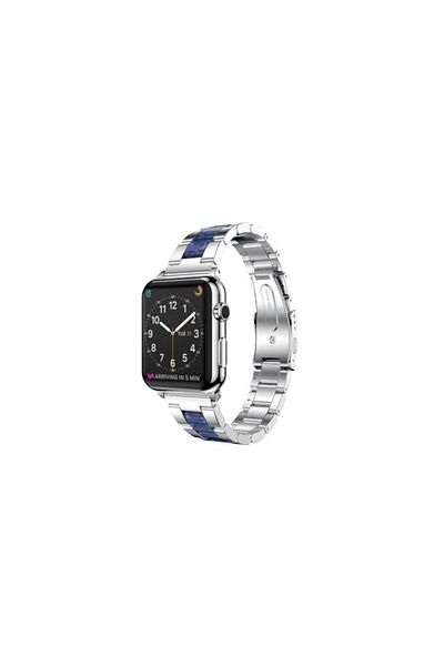 GENERAL سوار ساعة Apple Watch فضي اللون مع لمسات زرقاء