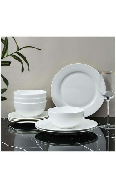 ALMUFARREJ Melamine Serving Set, White, 18 Pieces, 10 Inch