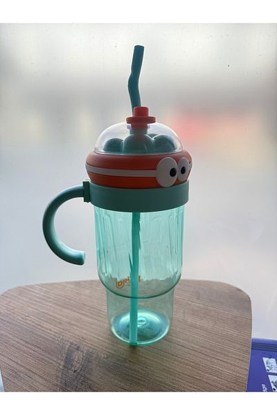 MİMOZA PARK 3-Piece Cute Straw Flask Plastic Bpa-Free (Large Size with Handle)