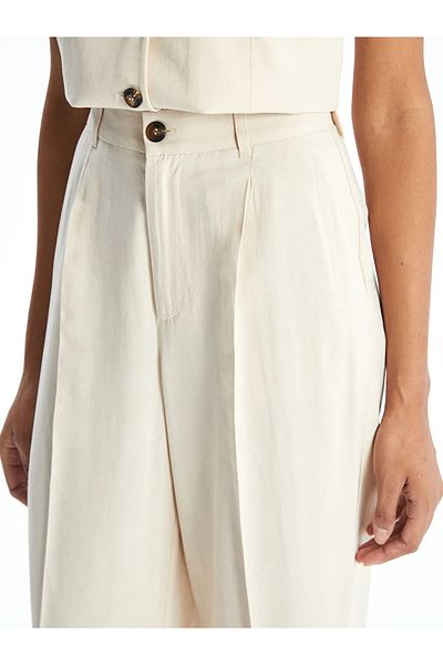LC Waikiki XSIDE Χακί Loose Fit Γυναικείο Παντελόνι Μικτό Λινό