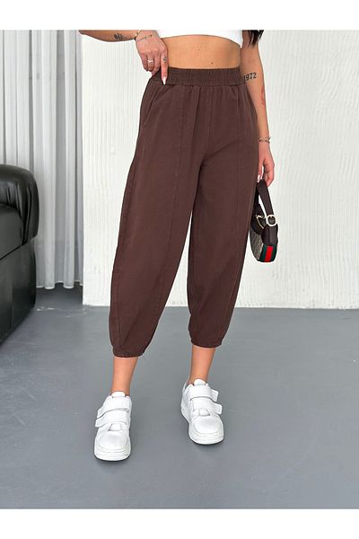 sportiness Gabardine Fabric Pants with Latika Waist and Stitching Detail