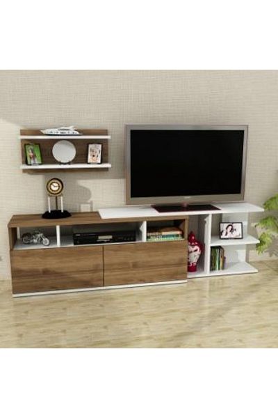 SAHABA Beste two-tone TV table, white and brown
