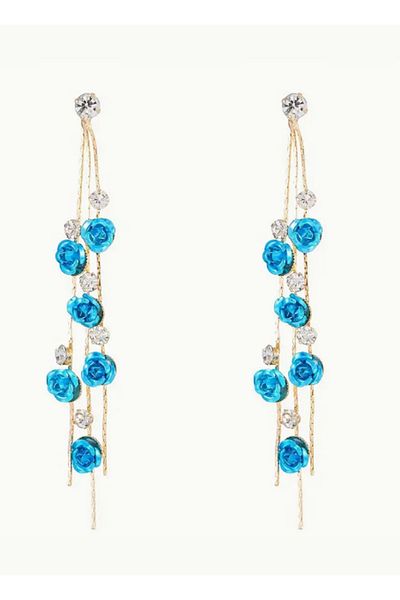 modares Fashion Flower Earrings, Luxury Vintage Long Tassel Rose- the Gift Giving Rose Drop Earrings Trend the Gift Giving
