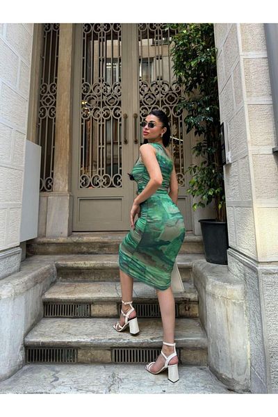 Modafeminen Γυναικείο μακρύ φόρεμα Sinemis Green 583025