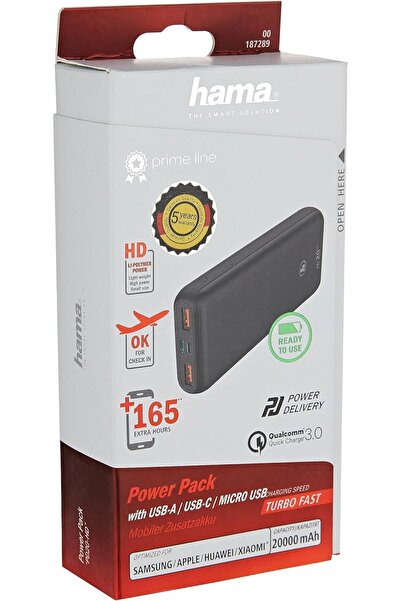 Hama PD20-HD 20000 mAh Power Pack, Anthracite-187289
