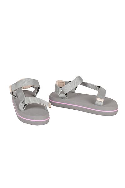 JustBow Gray Velcro Women's Eva Sandals