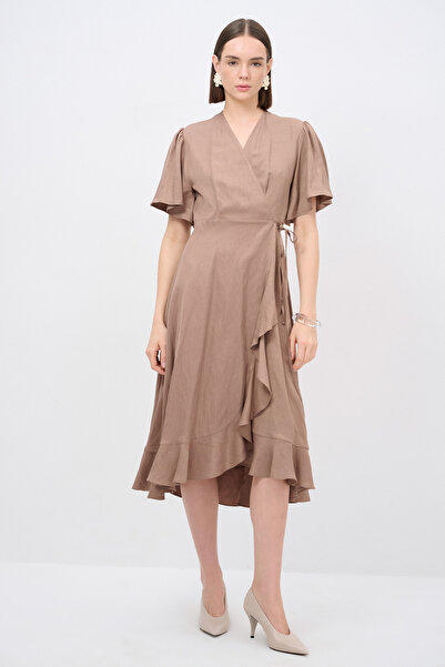 Love My Body Vıskon Volanlı Elbise