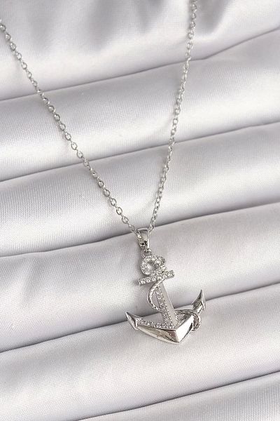 Clariss 316L الصلب الفضة اللون سلسلة الزركون حجر مفصلة مرساة نموذج قلادة المرأة