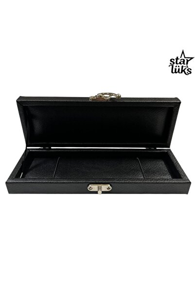 StarLux Özel Hediyelik Siyah Lüks Kaliteli Deri Tesbih Kutusu (21X6X3 CM)