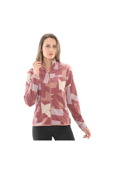 adidas Jf9062-K Adidas Terrex Multi Printed Full-Zip Fleece Women's Jacket Pink